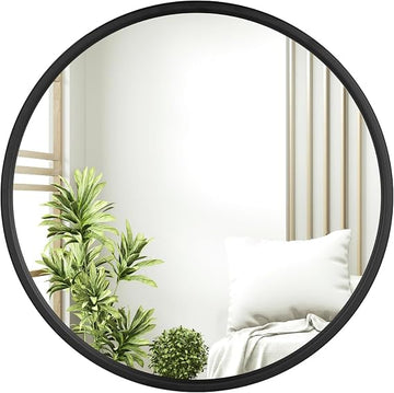 Round Wall Mirror | Black Metal Frame Bathroom Mirror