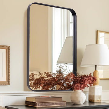 Black Bathroom Vanity Mirror | Rectangular Metal Frame