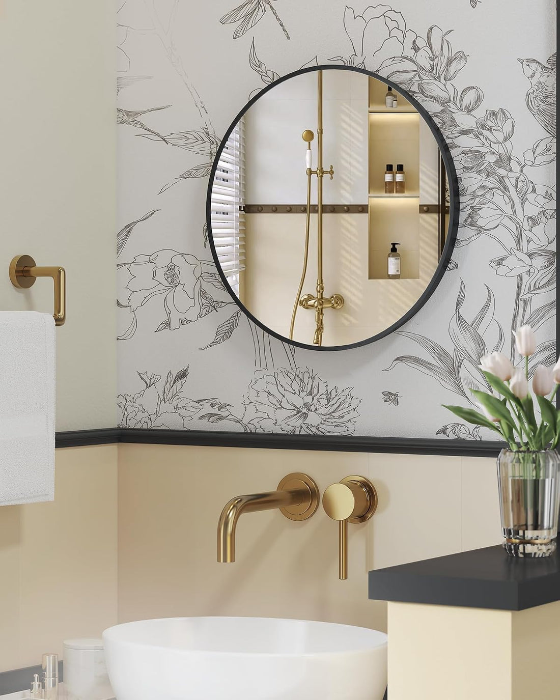 Round Bathroom Mirror | Matte Black Aluminium Frame