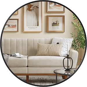 Round Bathroom Mirror | Matte Black Aluminium Frame